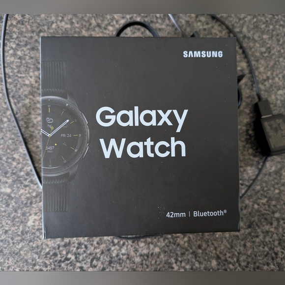 Samsung Galaxy Watch 42mm Black with Charging Stand, Small Band, Box Included - Picture 1 of 6